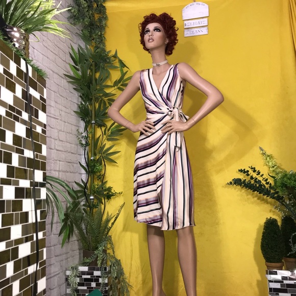 Multi color stripe wrap dress - Picture 8 of 13